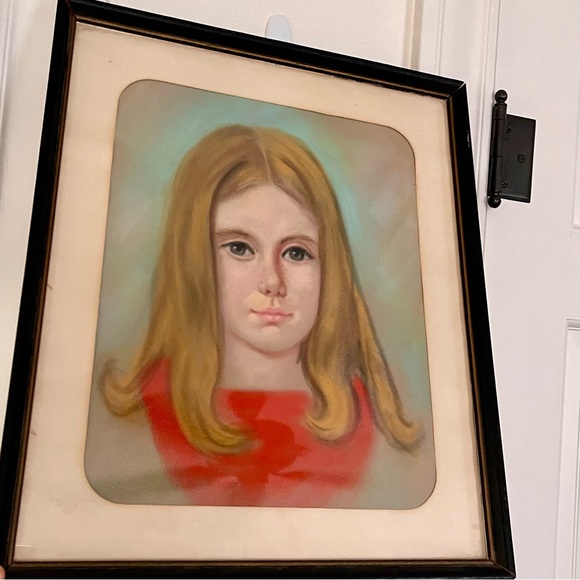 Original Art Work Painting Vintage Pastel Portrait Of a Young Girl - Picture 7 of 16